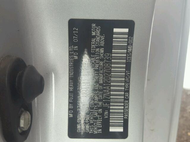 JF1ZNAA12D2708739 - 2013 TOYOTA SCION FR-S ნაცრისფერი ფოტო 10