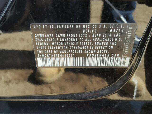 3VW2K7AJXEM445561 - 2014 VOLKSWAGEN JETTA BASE 黑色 照片 10