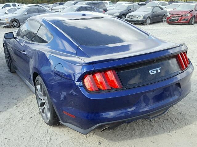 1FA6P8CF0F5386148 - 2015 FORD MUSTANG GT BLUE photo 3