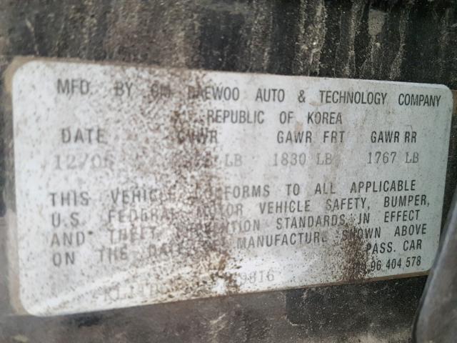 KL1TD66697B759316 - 2007 CHEVROLET AVEO BASE Noir photo 10