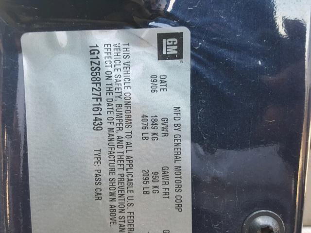 1G1ZS58F27F161439 - 2007 CHEVROLET MALIBU LS Mavi foto 10