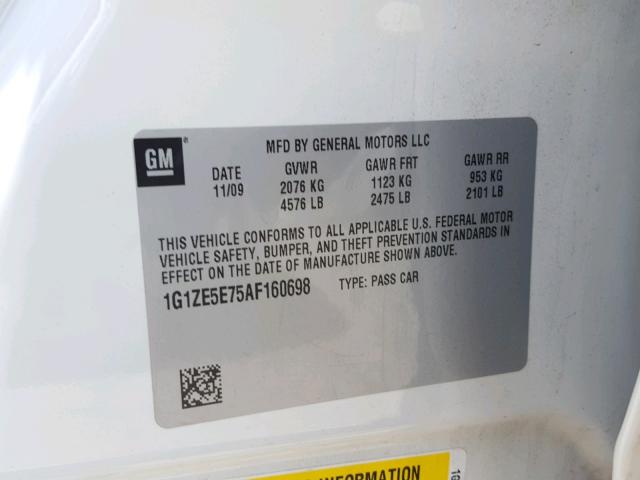 1G1ZE5E75AF160698 - 2010 CHEVROLET MALIBU LTZ WHITE photo 10