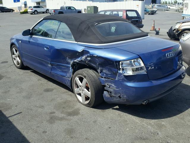 WAUAC48H15K009070 - 2005 AUDI A4 1.8 CAB BLUE photo 3