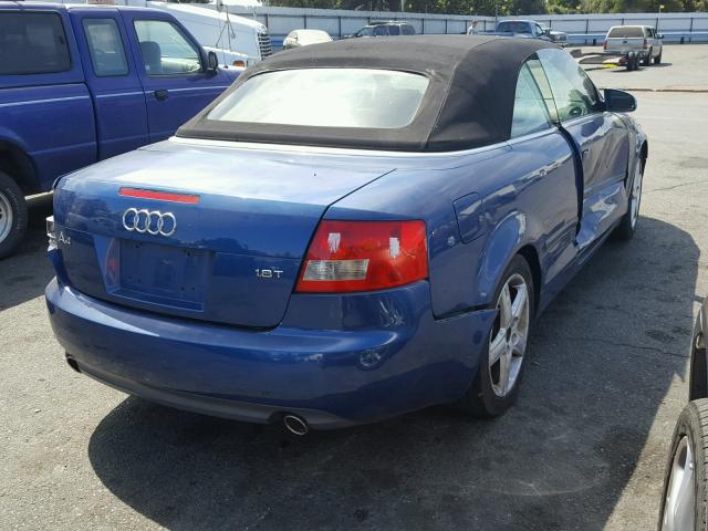 WAUAC48H15K009070 - 2005 AUDI A4 1.8 CAB BLUE photo 4