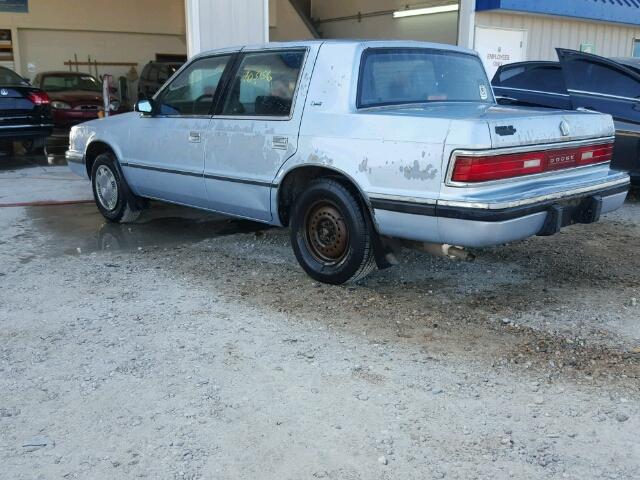 1B3XC46R5MD204182 - 1991 DODGE DYNASTY BLUE photo 3