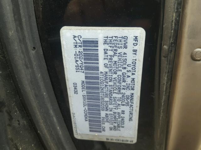 4T1CG12K6TU652059 - 1996 TOYOTA CAMRY DX BLACK photo 10