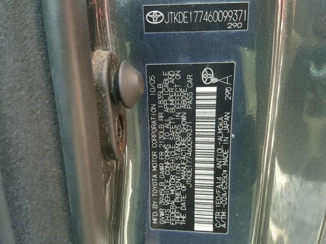 JTKDE177460099371 - 2006 TOYOTA SCION TC 灰色 照片 10