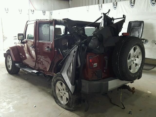 1J4GA59179L762185 - 2009 JEEP WRANGLER U BURGUNDY photo 3