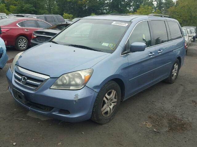 5FNRL38737B057600 - 2007 HONDA ODYSSEY EX BLUE photo 2