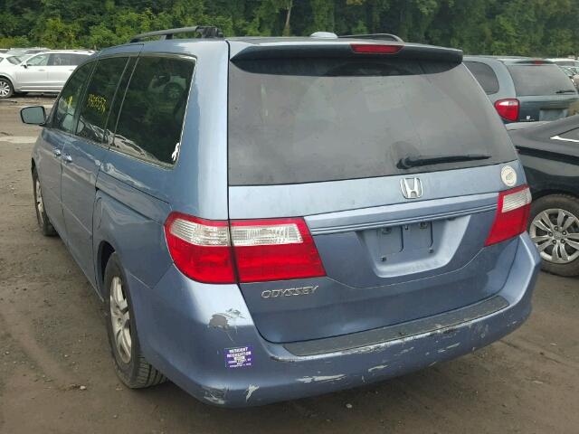 5FNRL38737B057600 - 2007 HONDA ODYSSEY EX BLUE photo 3