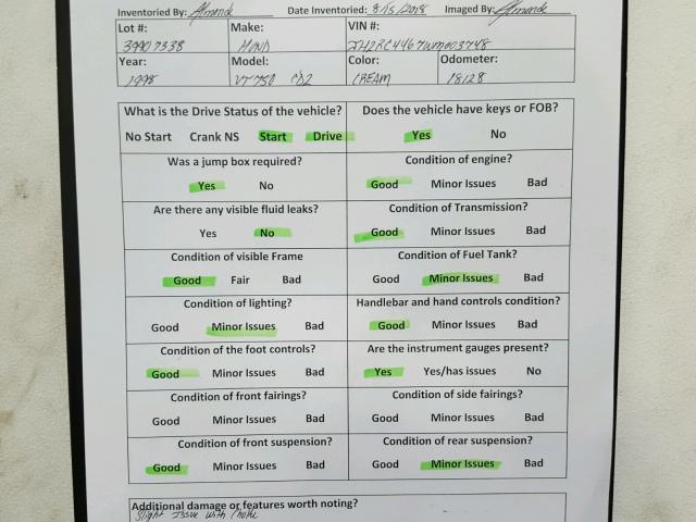 JH2RC4467WM003748 - 1998 HONDA VT750 CD2 奶油色 照片 20