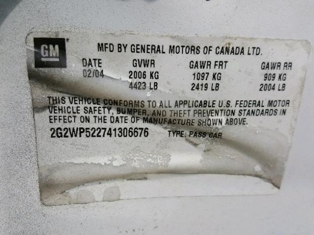 2G2WP552081190755 - 2008 PONTIAC GRAND PRIX BLACK photo 10