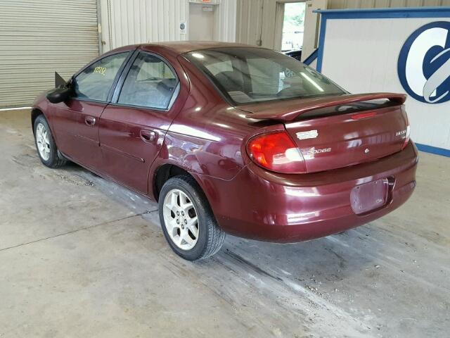 1B3ES46C32D562884 - 2002 DODGE NEON SE MAROON photo 3