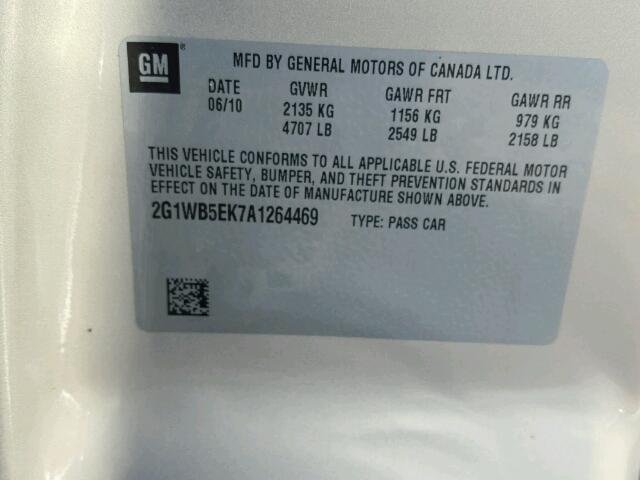 2G1WB5EK7A1264469 - 2010 CHEVROLET IMPALA TAN photo 10