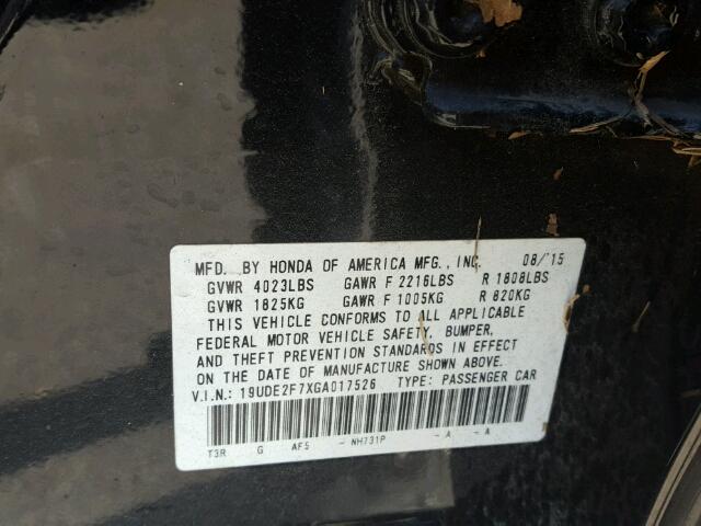 19UDE2F7XGA017526 - 2016 ACURA ILX BLACK photo 10