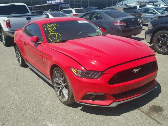 1FA6P8CF0F5408259 - 2015 FORD MUSTANG GT RED photo 1