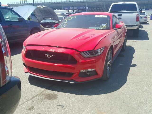 1FA6P8CF0F5408259 - 2015 FORD MUSTANG GT RED photo 2