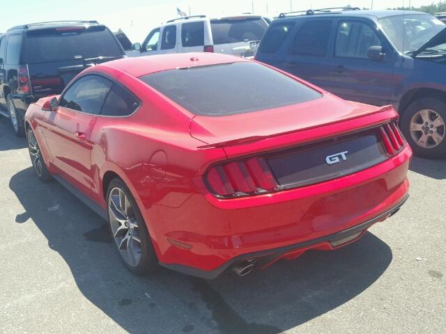 1FA6P8CF0F5408259 - 2015 FORD MUSTANG GT RED photo 3