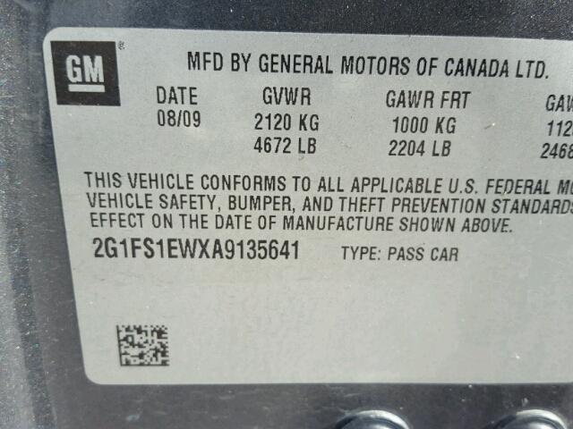 2G1FS1EWXA9135641 - 2010 CHEVROLET CAMARO SS Grafito foto 10