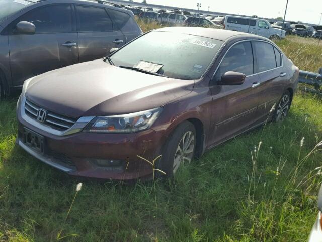 1HGCR2F59EA277783 - 2014 HONDA ACCORD MAROON photo 2