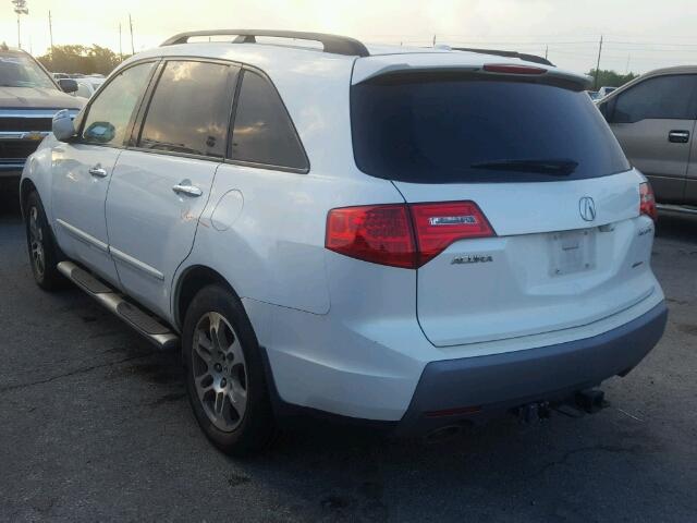 2HNYD28478H511040 - 2008 ACURA MDX WHITE photo 3