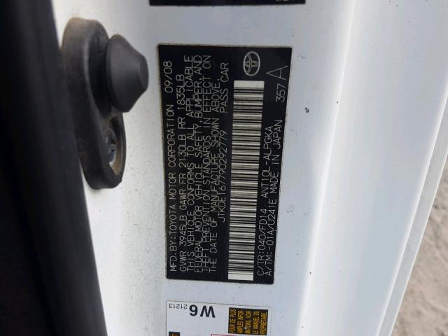 JTKDE167790292779 - 2009 SCION TC 白色 照片 10