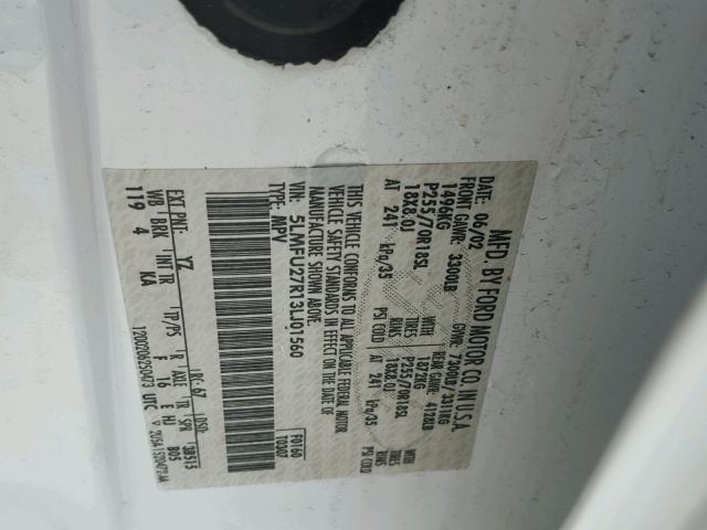 5LMFU27R13LJ01560 - 2003 LINCOLN NAVIGATOR 白色 照片 10