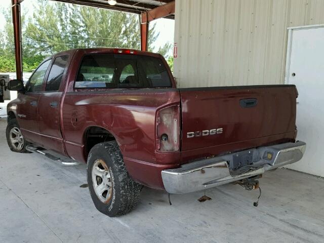 3D7HA18N62G180143 - 2002 DODGE RAM 1500 MAROON photo 3