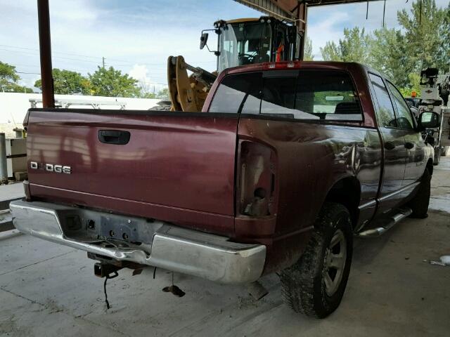 3D7HA18N62G180143 - 2002 DODGE RAM 1500 MAROON photo 4