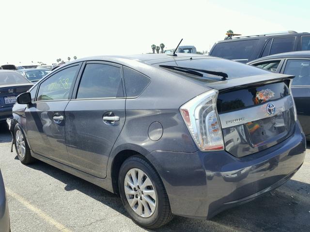 JTDKN3DP1C3015967 - 2012 TOYOTA PRIUS PLUG GRAY photo 3