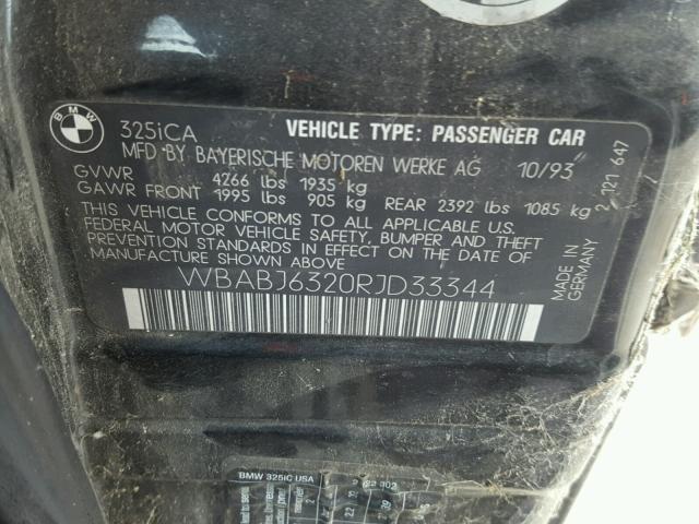 WBABJ6320RJD33344 - 1994 BMW 325 IC AUT BLACK photo 10