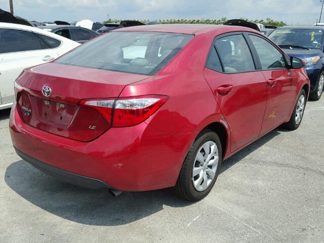 5YFBURHE5GP486466 - 2016 TOYOTA COROLLA RED photo 4