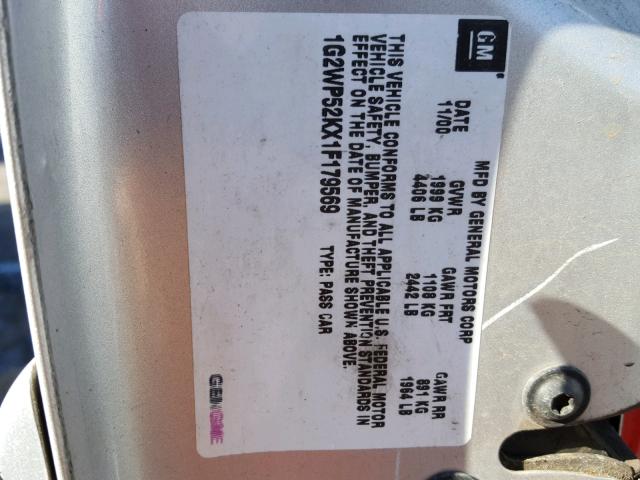 1G2WP52KX1F179569 - 2001 PONTIAC GRAND PRIX 灰色 照片 10
