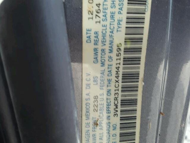 3VWCR31CX4M411595 - 2004 VOLKSWAGEN NEW BEETLE 灰色 照片 10