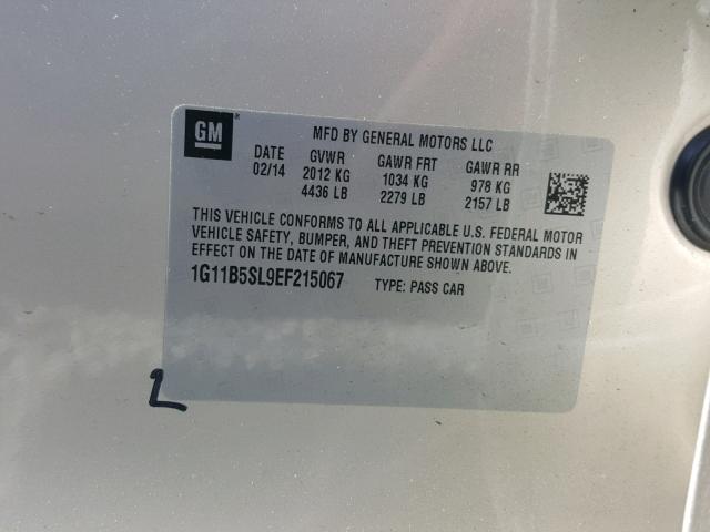 1G11B5SL9EF215067 - 2014 CHEVROLET MALIBU LS GOLD photo 10