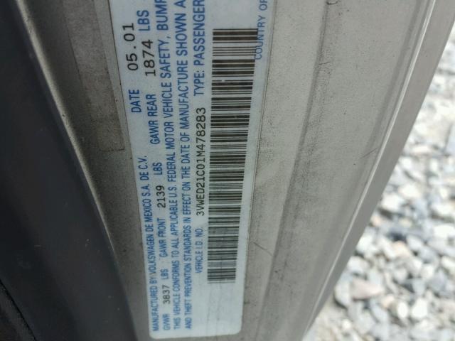 3VWED21C01M478283 - 2001 VOLKSWAGEN NEW BEETLE Gümüş foto 10