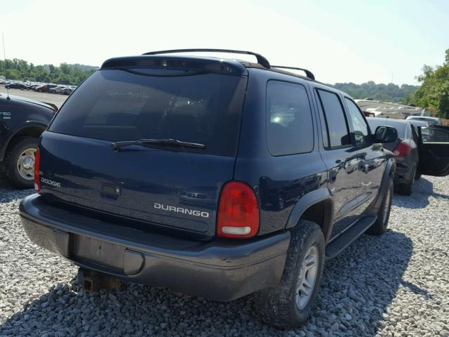 1B4HS38N52F206636 - 2002 DODGE DURANGO SP BLUE photo 4