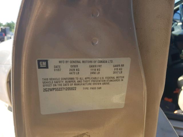2G2WP552271205822 - 2007 PONTIAC GRAND PRIX Күміс фото 10