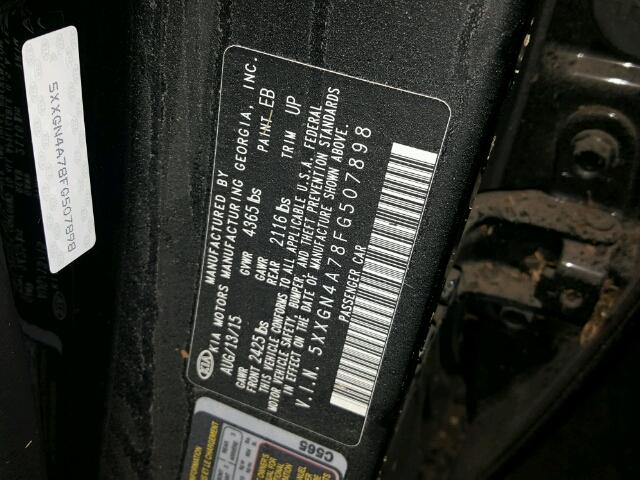 5XXGN4A78FG507898 - 2015 KIA OPTIMA EX BLACK photo 10