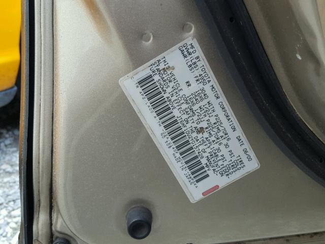 JT6HF10U2Y0157428 - 2000 LEXUS RX300 GOLD photo 10