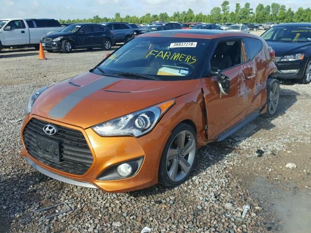 KMHTC6AEXFU236167 - 2015 HYUNDAI VELOSTER T ORANGE photo 2