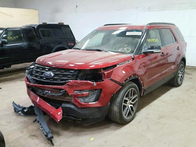 1FM5K8GT7HGB44965 - 2017 FORD EXPLORER S RED photo 2