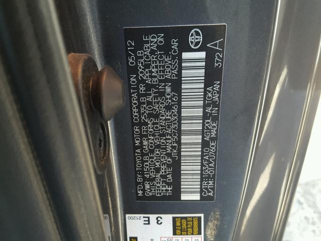 JTKJF5C73D3046167 - 2013 TOYOTA SCION TC 石墨色 照片 10