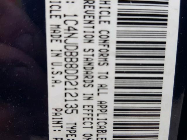 1C4NJDBB8DD212135 - 2013 JEEP COMPASS SP 蓝色 照片 10