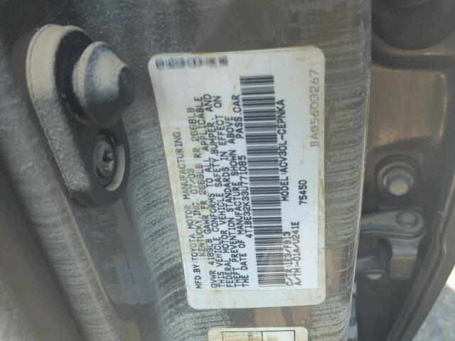 4T1BE32K33U771085 - 2003 TOYOTA CAMRY LE ნაცრისფერი ფოტო 10