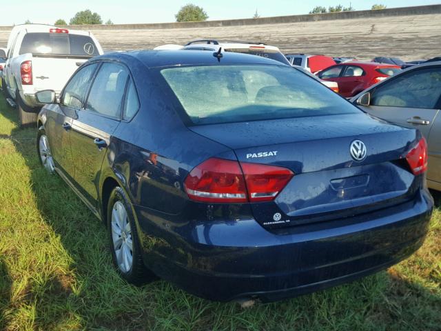 1VWAP7A37DC037470 - 2013 VOLKSWAGEN PASSAT BLUE photo 3