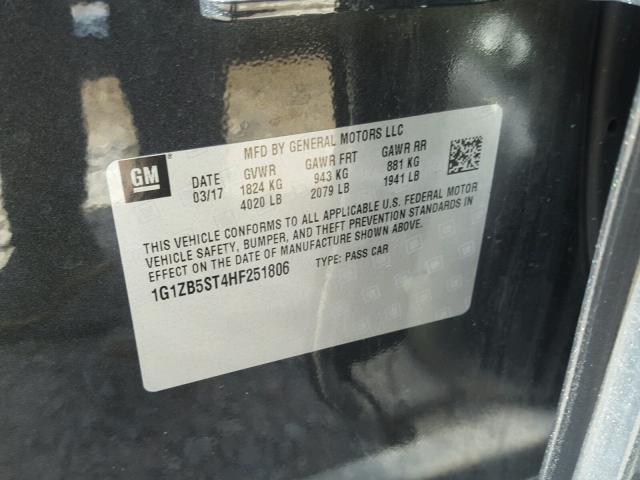 1G1ZB5ST4HF251806 - 2017 CHEVROLET MALIBU LS ნაცრისფერი ფოტო 10