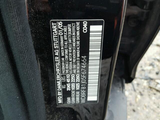 WDBRF81J05F674664 - 2005 MERCEDES-BENZ C 240 4MAT BLACK photo 10