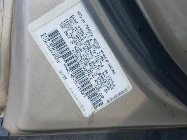 4T1GB11E6SU007454 - 1995 TOYOTA AVALON XLS GOLD photo 10