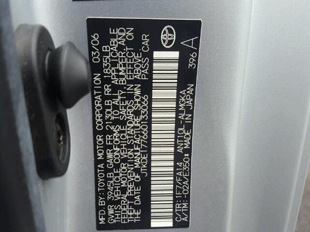 JTKDE177660133066 - 2006 TOYOTA SCION TC 银色 照片 10